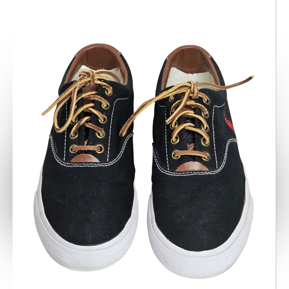 Polo Ralph Lauren Vaughn Black Skate Fashion Sneakers Canvas Shoes Men 9.5D Prep - Picture 6 of 13
